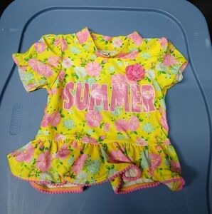 Summer Kids Swim Top - Yellow and Pink Floral